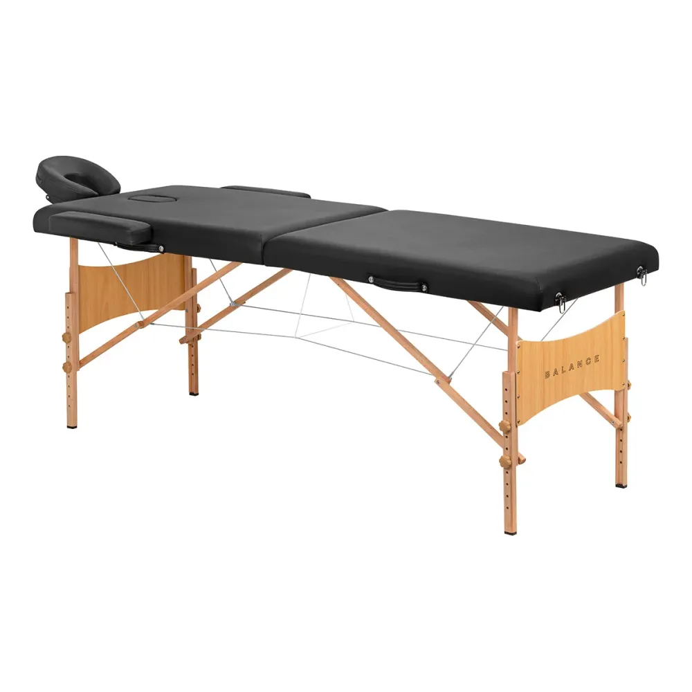 Table de massage pliante en bois BALANCE 2 segments 190x70 noir