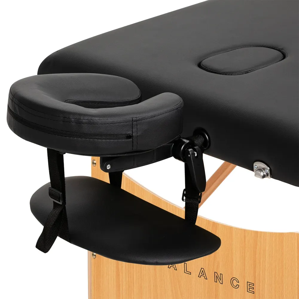 Table de massage pliante en bois BALANCE 2 segments 190x70 noir