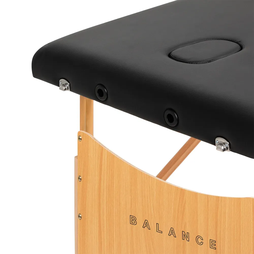 Table de massage pliante en bois BALANCE 2 segments 190x70 noir