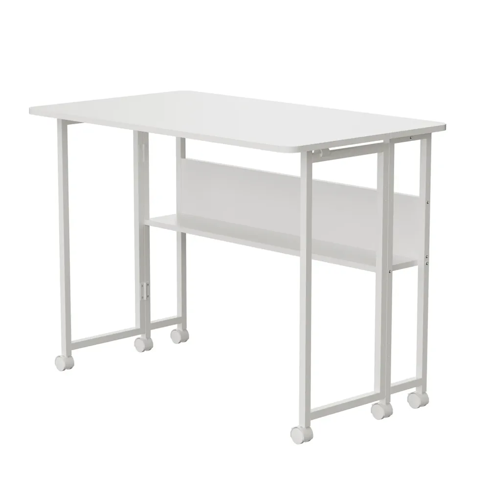 Table pliante Maclean, blanche, mobile, plateau 100x58cm, max. 50kg, MC-126 W