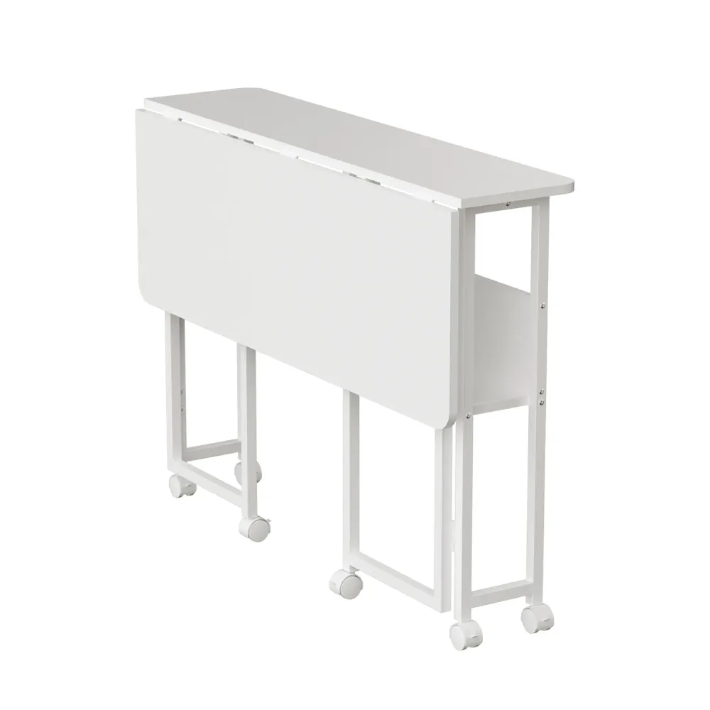 Table pliante Maclean, blanche, mobile, plateau 100x58cm, max. 50kg, MC-126 W