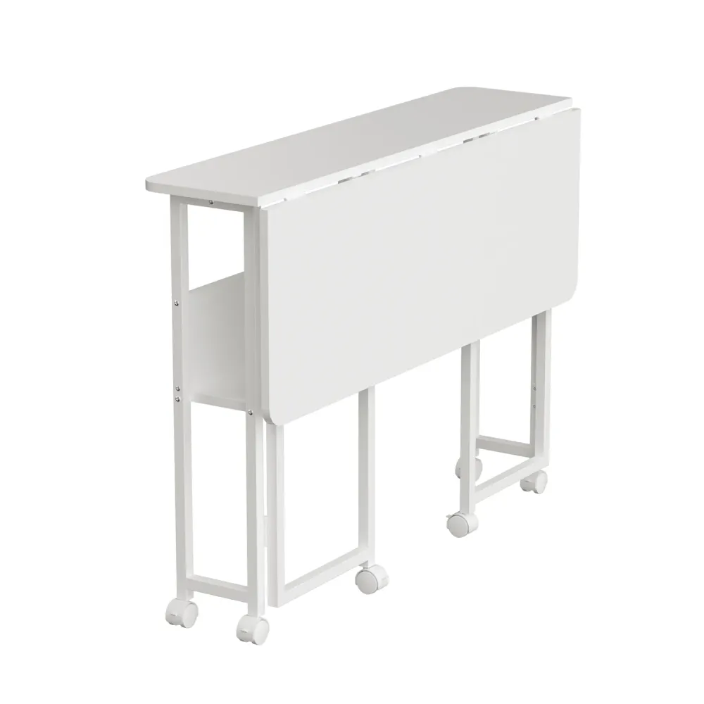 Table pliante Maclean, blanche, mobile, plateau 100x58cm, max. 50kg, MC-126 W