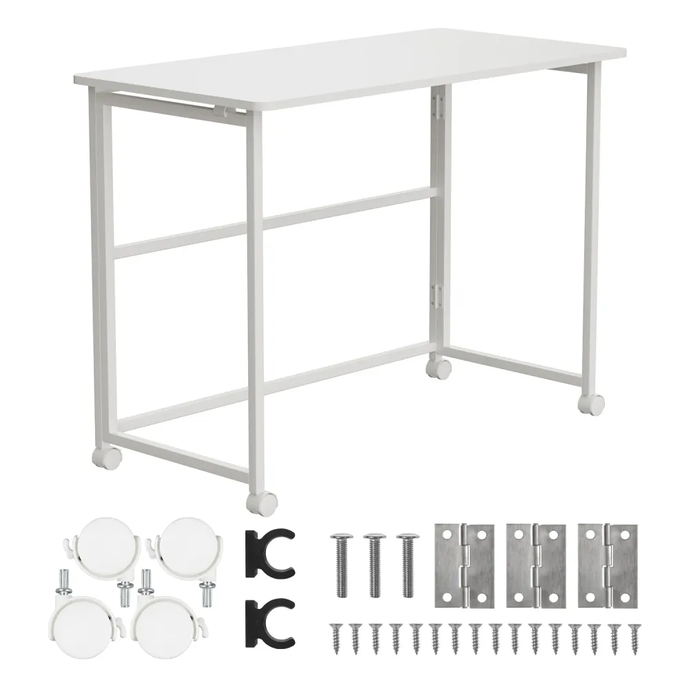 Table pliante Maclean, blanche, mobile, plateau 100x50cm, max. 50kg, MC-1250 W