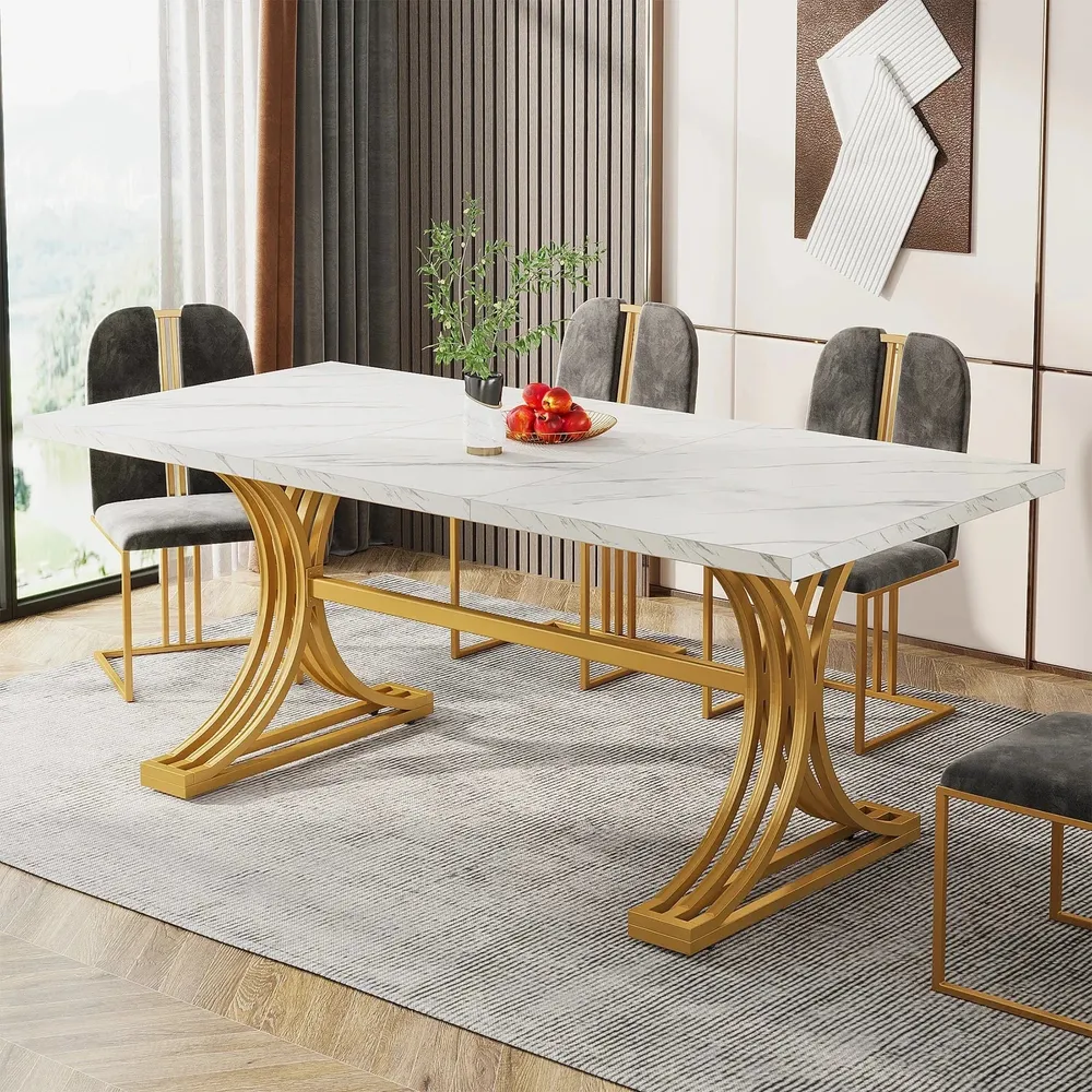 Table de réunion blanche et doré