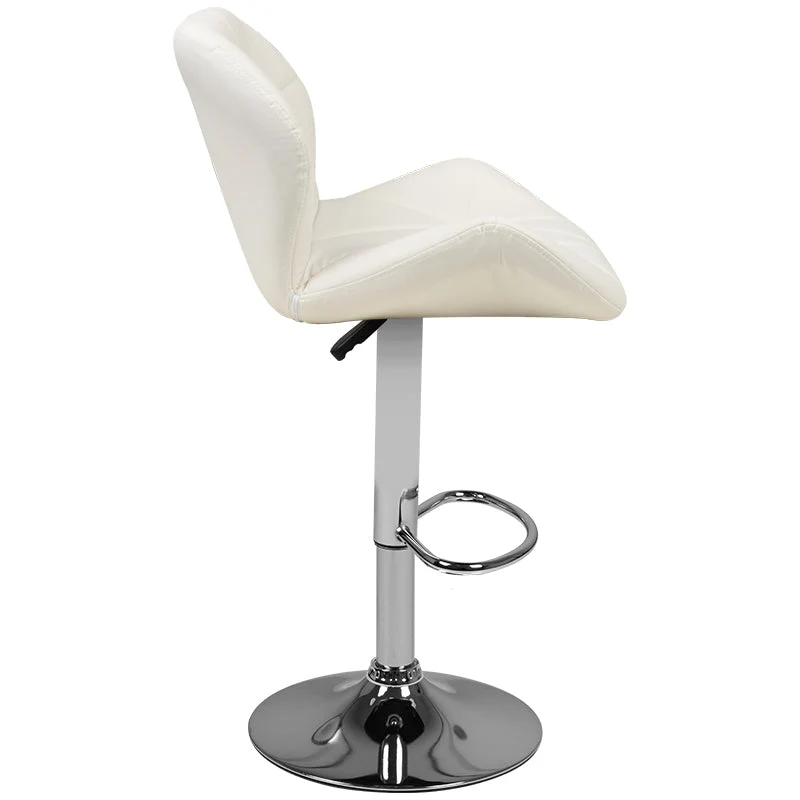 Tabouret de bar m01 matelassé réglable blanc