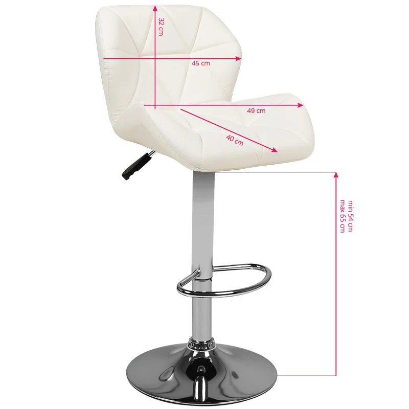 Tabouret de bar m01 matelassé réglable blanc