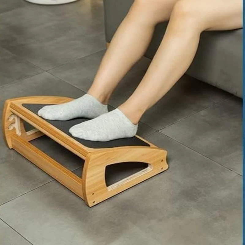 Tabouret de bureau en bambou ajustable avec repose-pieds ergonomique