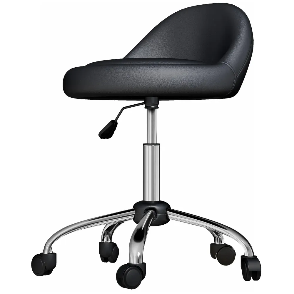 Tabouret de travail tabouret pivotant tabouret roulant siège rotatif réglable en hauteur noir & argent, 35x35x83cm