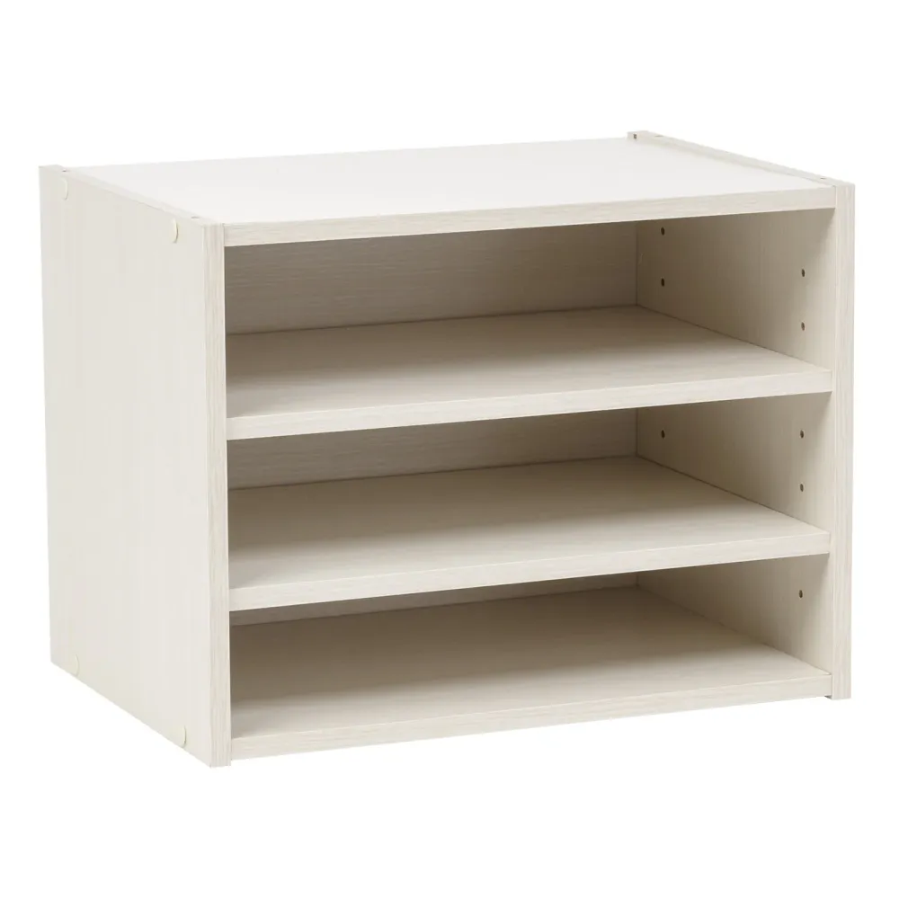 TACHI Boîte de rangement modulaire en bois avec étagères réglables, blanc cassé