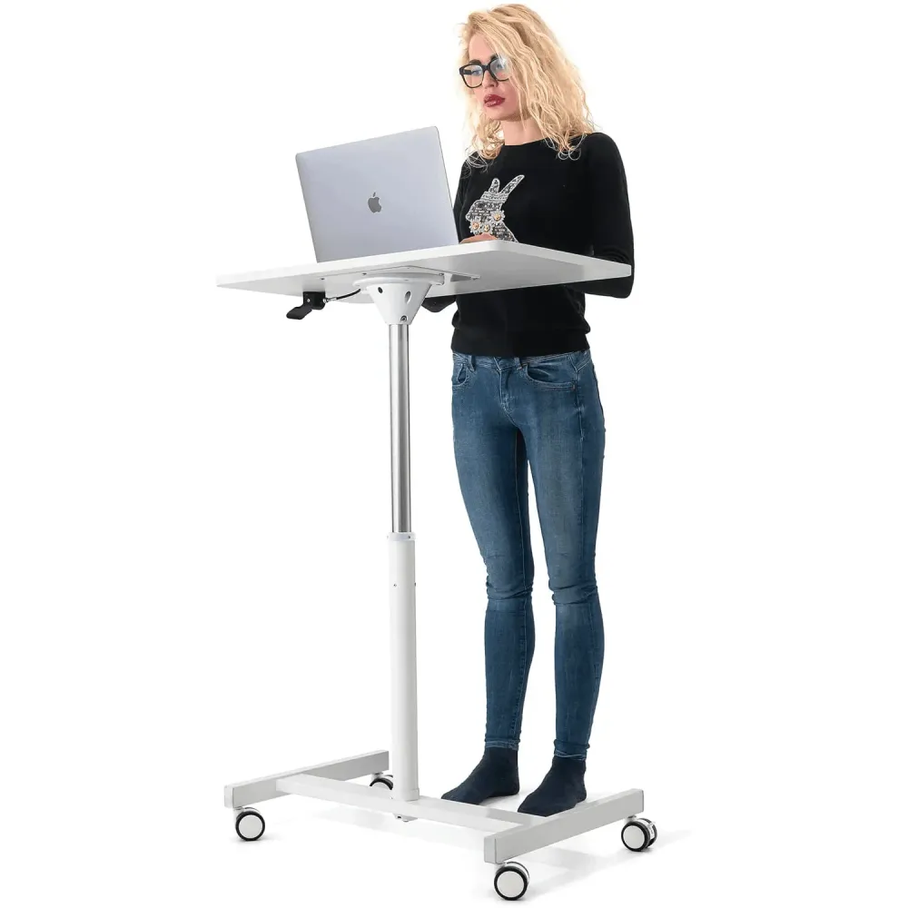 Tatkraft Trend - Table pour Ordinateur, Élévatrice Pneumatique, pc bureau, Portable à Roulettes, Hauteur Réglable de 74 à...