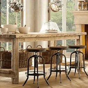 Table de Cuisine haute Huang he (en Bois Massif sur Mesure) TimberSteel Atelier