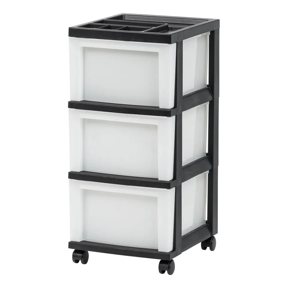 Tiroir de rangement en plastique, chariot organisateur, 6, noir/perle