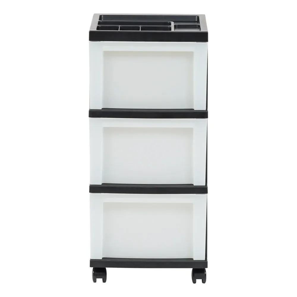 Tiroir de rangement en plastique, chariot organisateur, 6, noir/perle