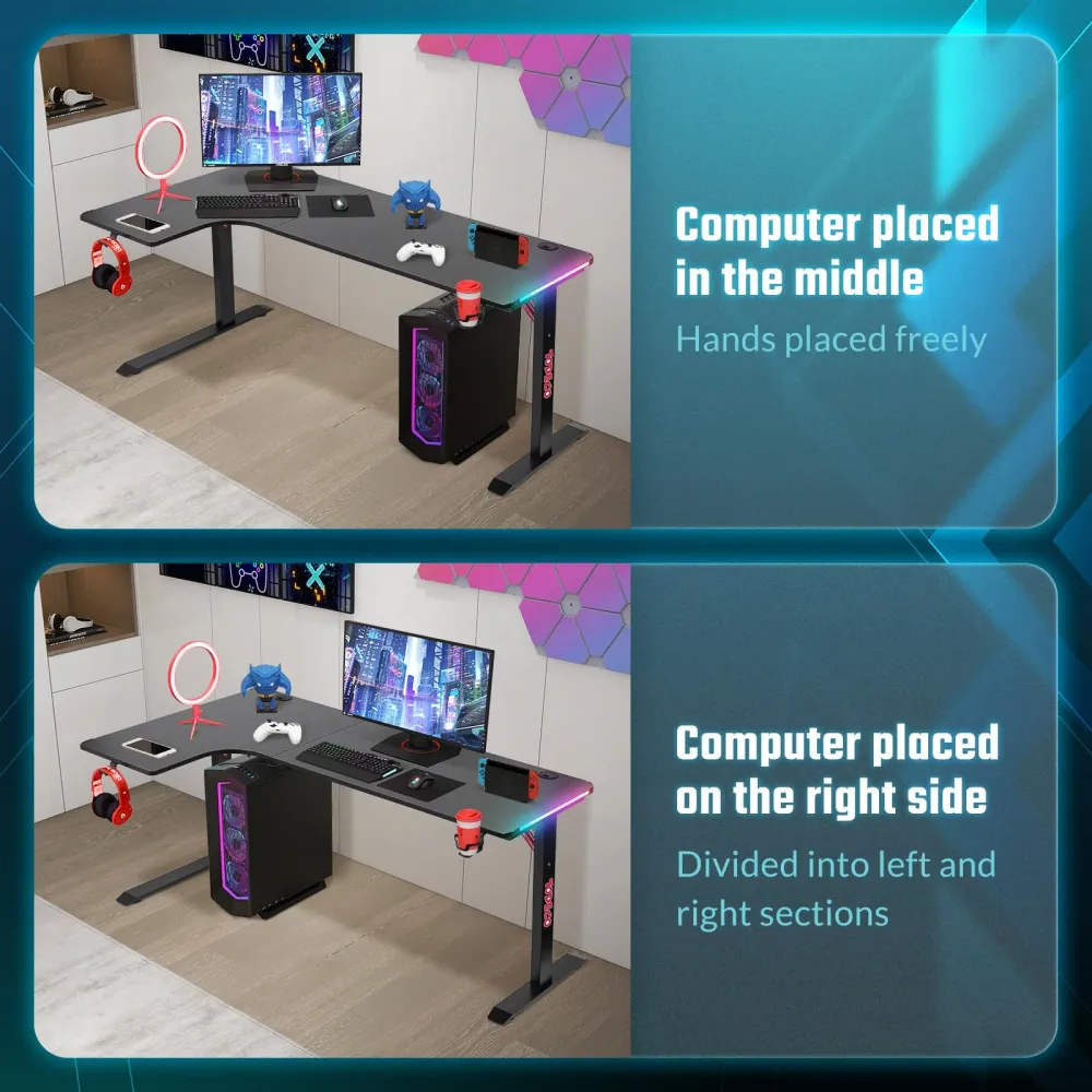 Bureau Gaming LED en L (160 x 100cm) Todeco