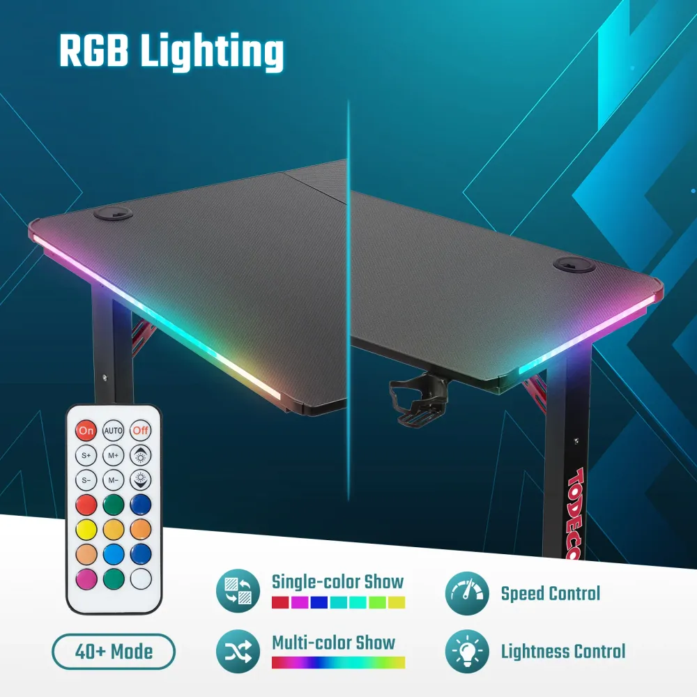 Bureau Gaming LED en L (160 x 100cm) Todeco