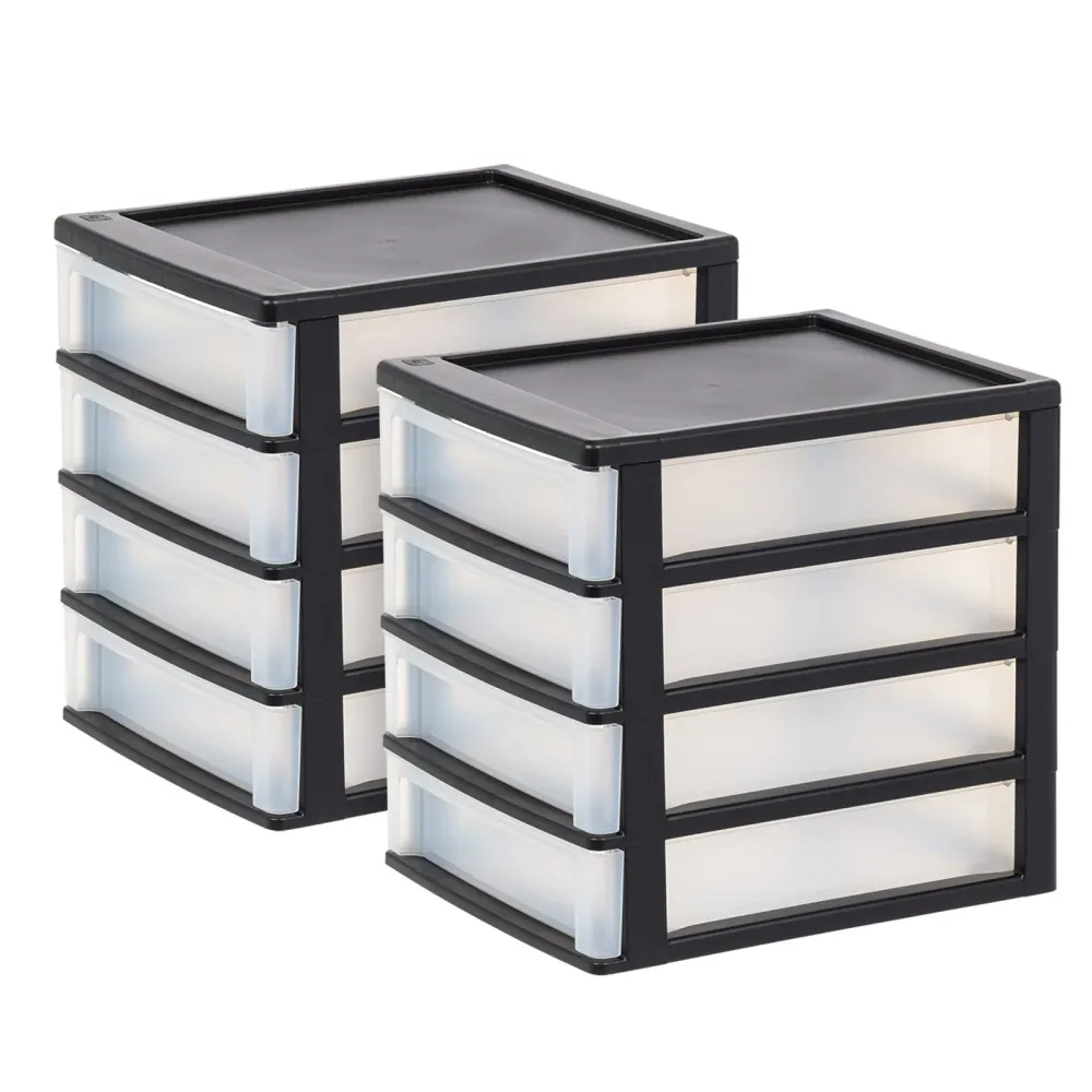 Unité de rangement de bureau à 4 tiroirs, blanc, paquet de 2