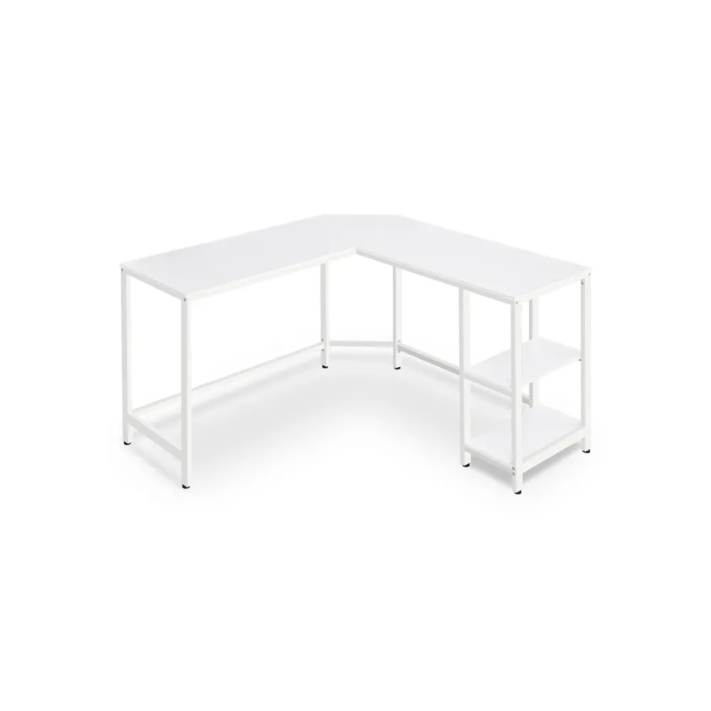 Bureau avec rangement en L blanc érable VASAGLE