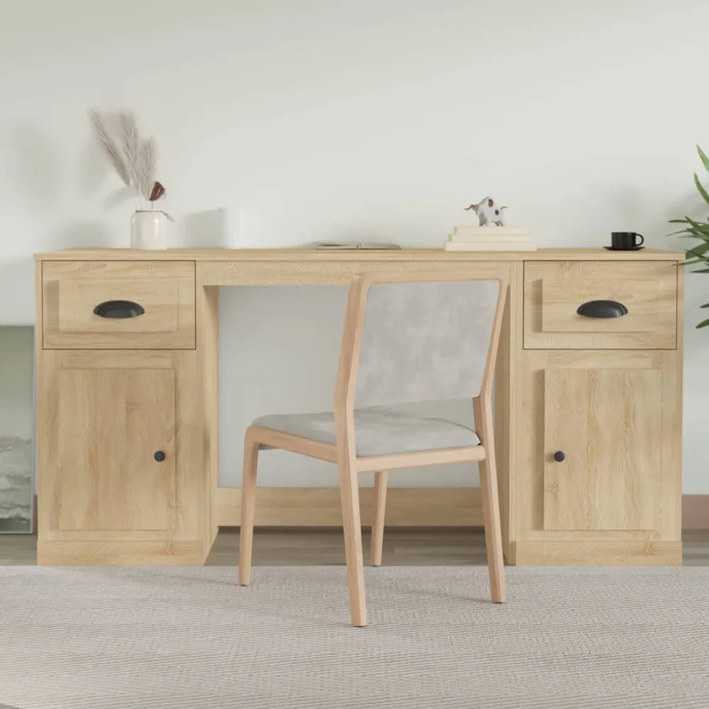 Bureau avec armoire chêne sonoma bois d'ingénierie vidaXL