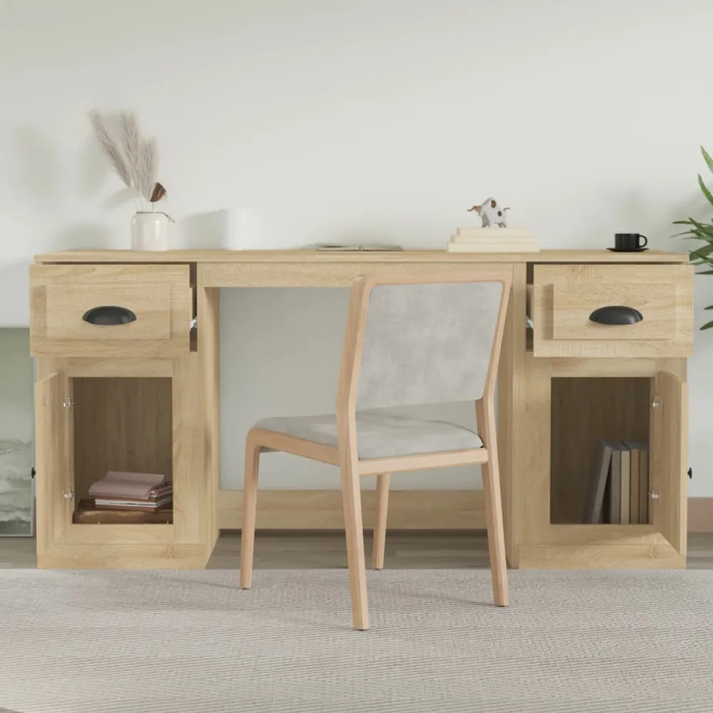 Bureau avec armoire chêne sonoma bois d'ingénierie vidaXL