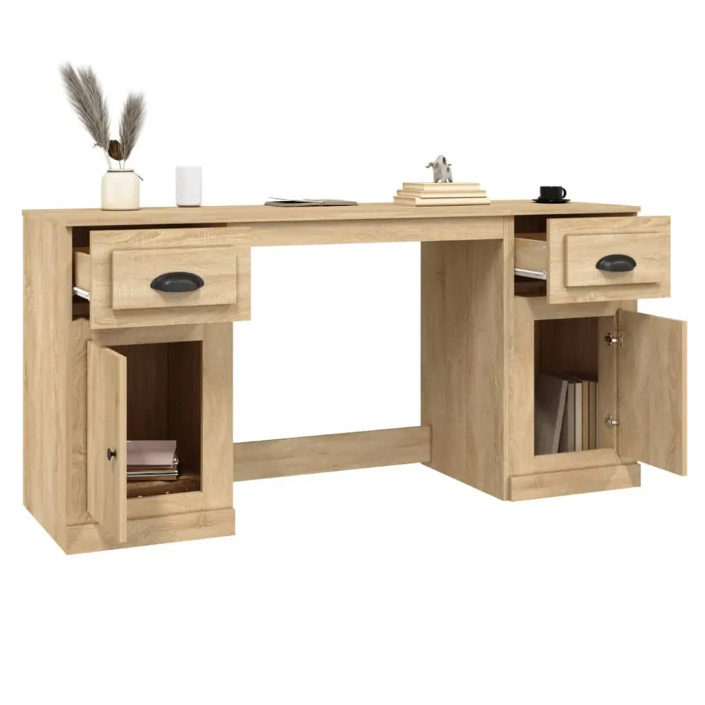 Bureau avec armoire chêne sonoma bois d'ingénierie vidaXL