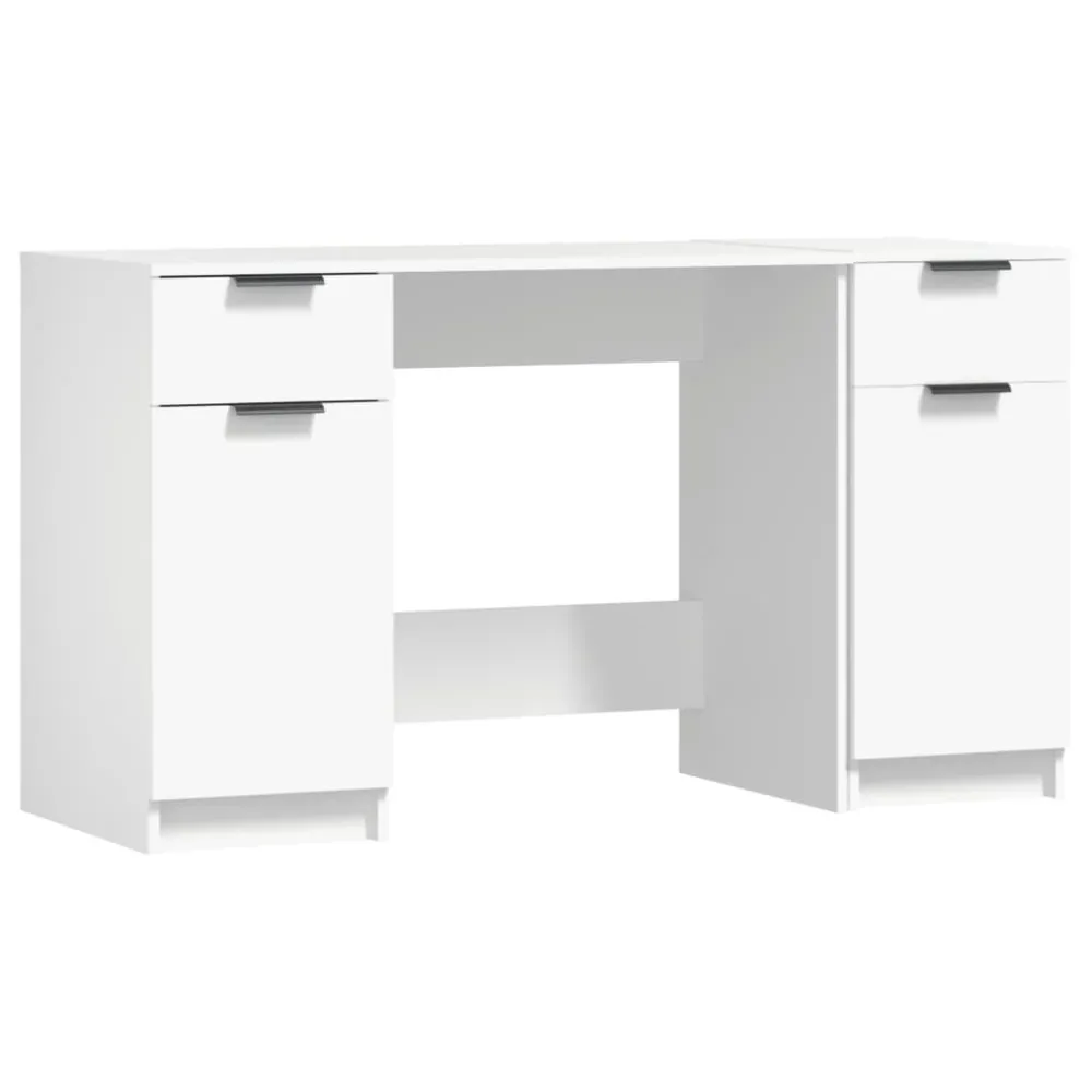 vidaXL Bureau avec armoire latérale Blanc Bois d'ingénierie