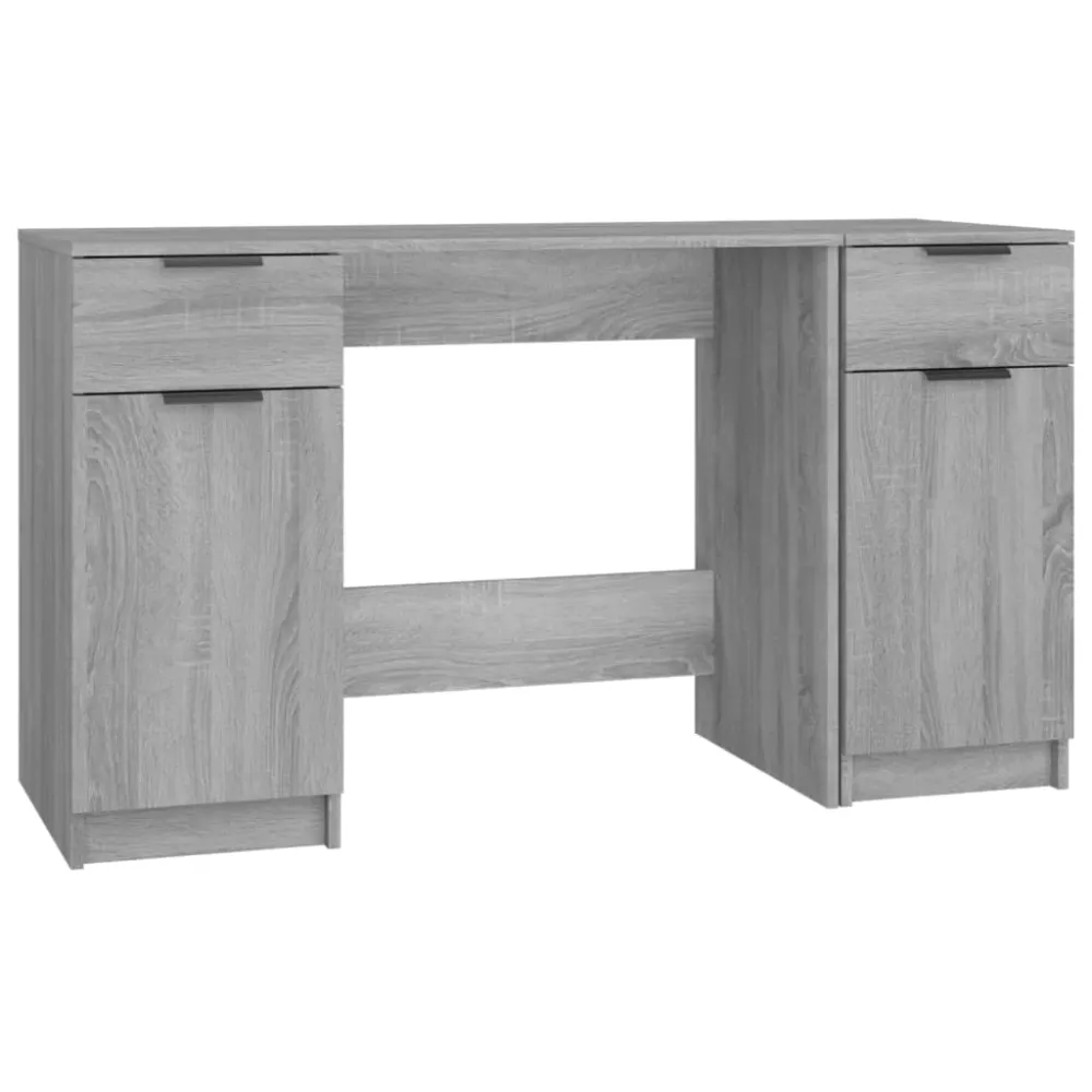 vidaXL Bureau avec armoire latérale Sonoma gris Bois d'ingénierie