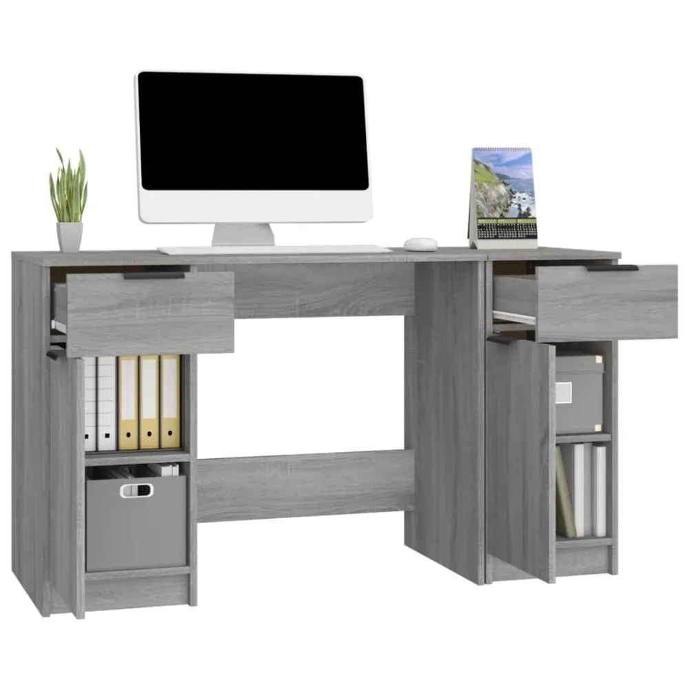 vidaXL Bureau avec armoire latérale Sonoma gris Bois d'ingénierie