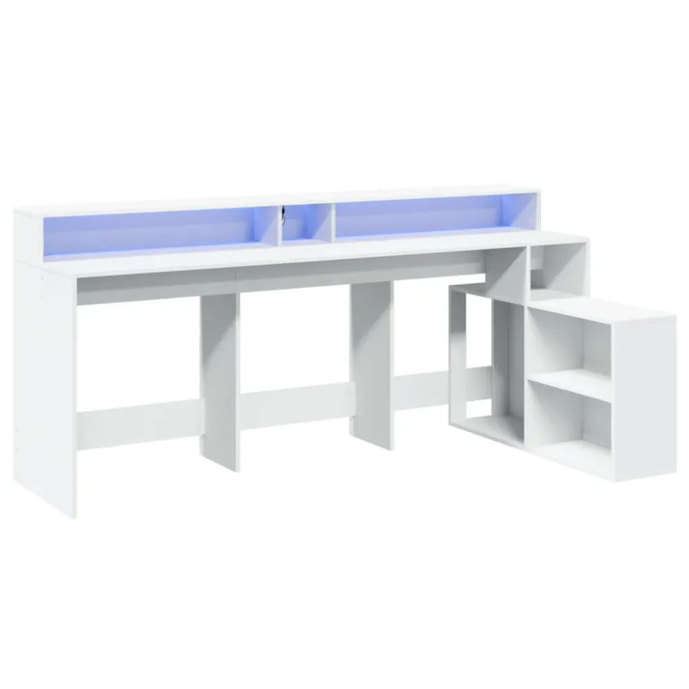 Bureau avec lumières LED blanc 200x104x91 cm bois d'ingénierie vidaXL