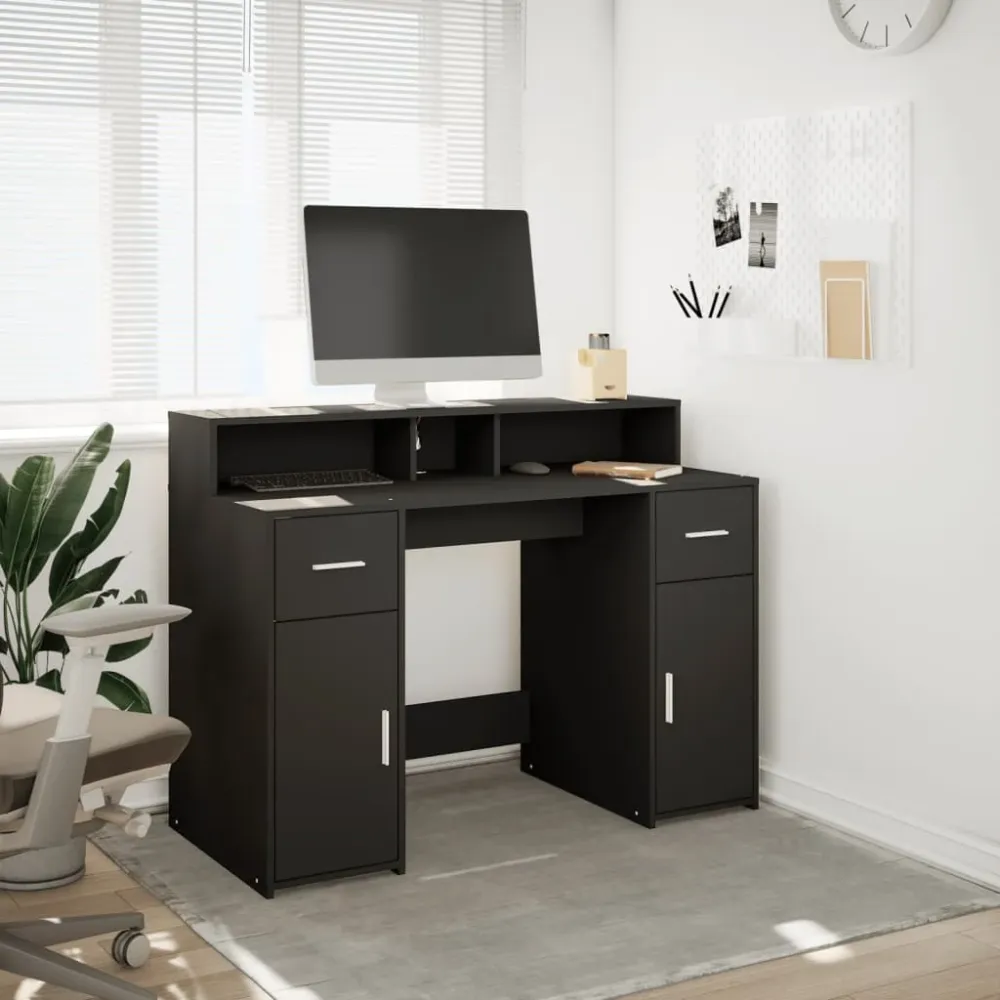 Bureau avec lumières LED noir 120x55x91 cm bois d'ingénierie vidaXL