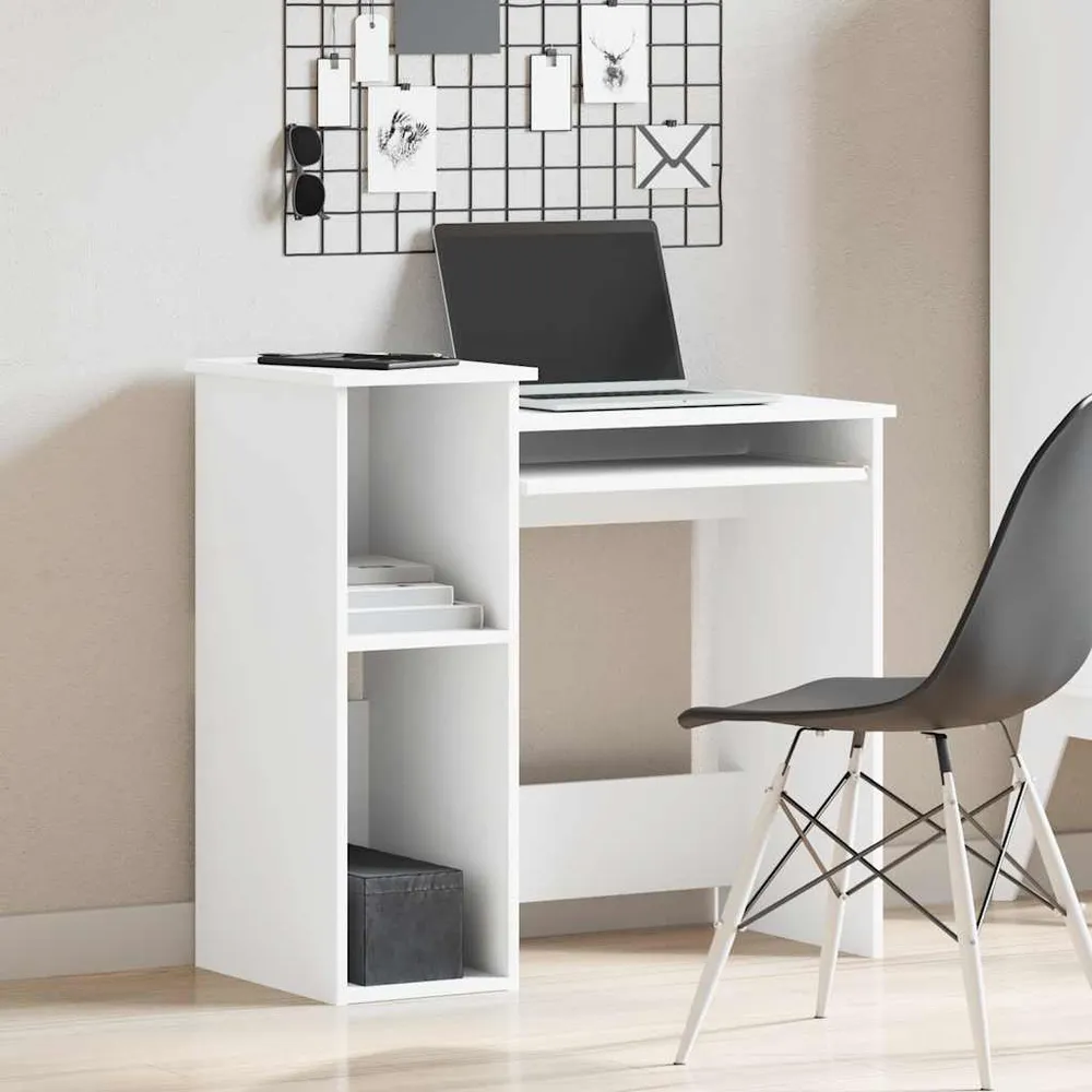 vidaXL Bureau avec étagères blanc 84x40x78 cm bois d'ingénierie