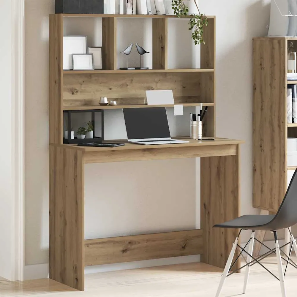 vidaXL Bureau avec étagères chêne artisanal Bois d'ingénierie