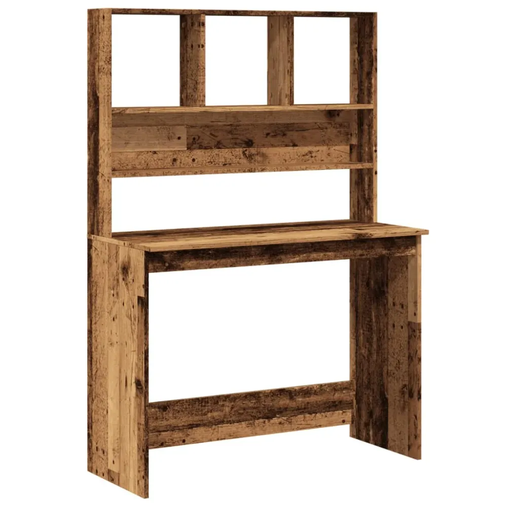 vidaXL Bureau avec étagères vieux bois 102x45x148 cm bois d'ingénierie