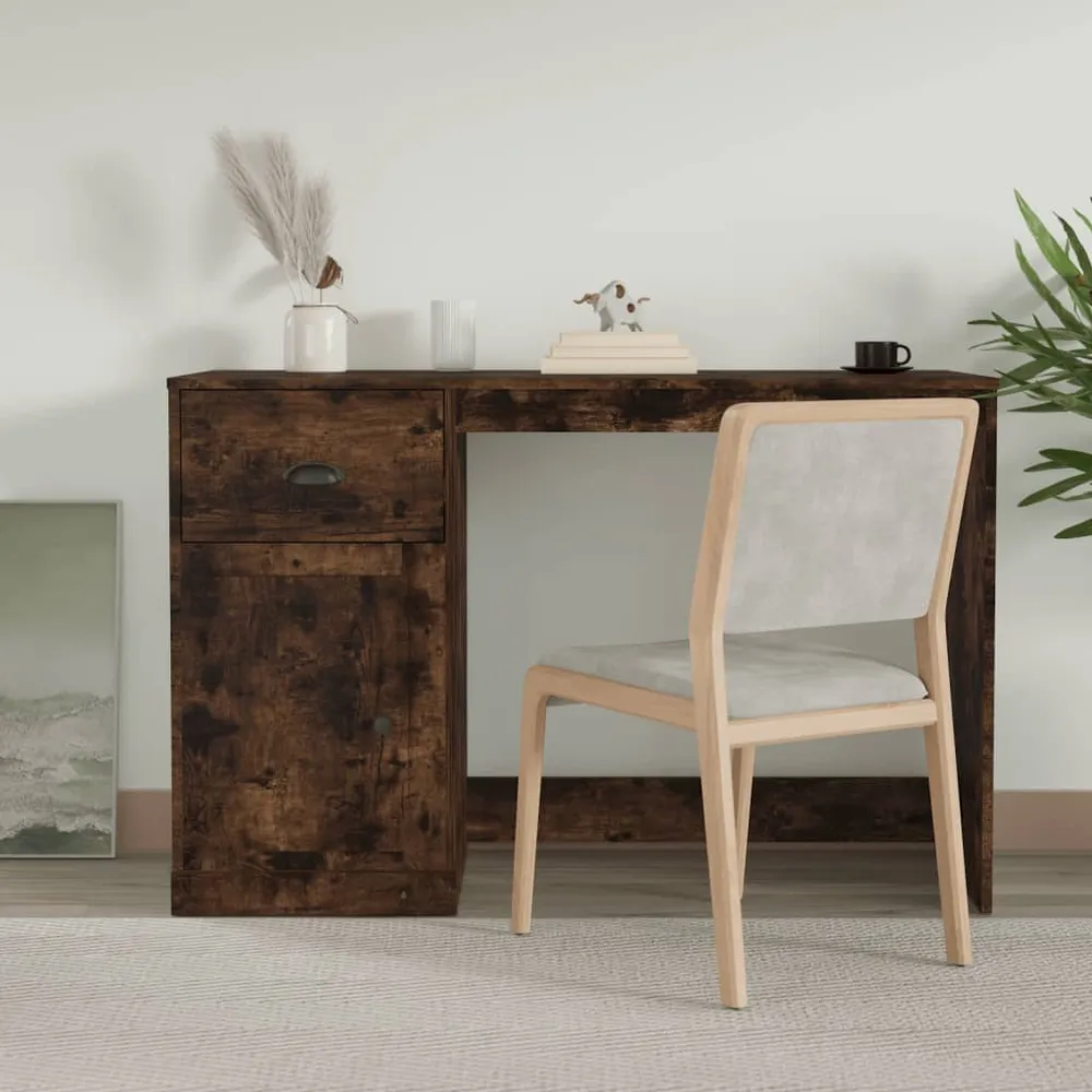 vidaXL Bureau avec tiroir chêne fumé 115x50x75 cm bois d'ingénierie