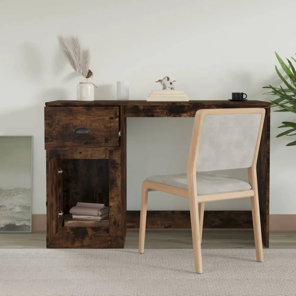 vidaXL Bureau avec tiroir chêne fumé 115x50x75 cm bois d'ingénierie