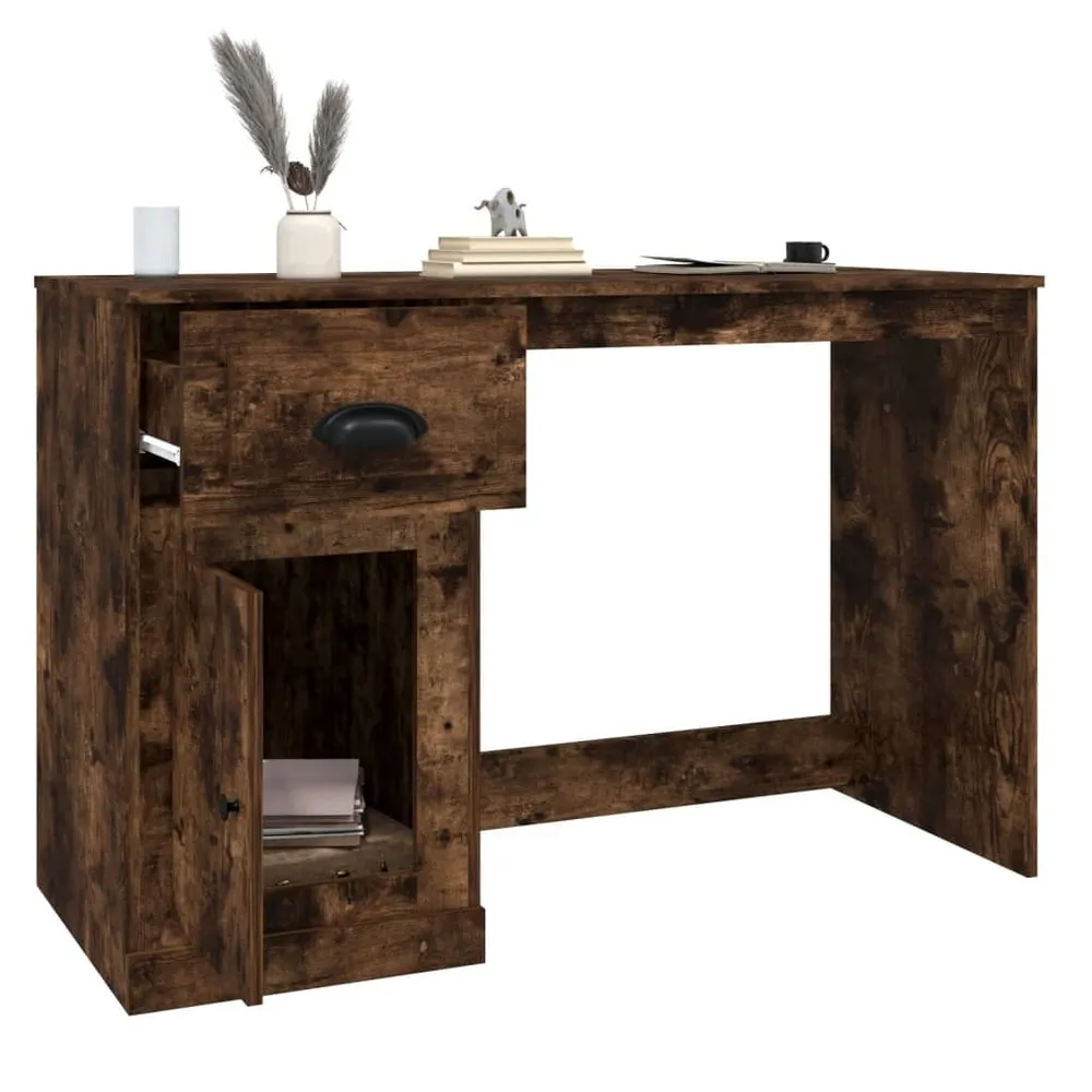vidaXL Bureau avec tiroir chêne fumé 115x50x75 cm bois d'ingénierie