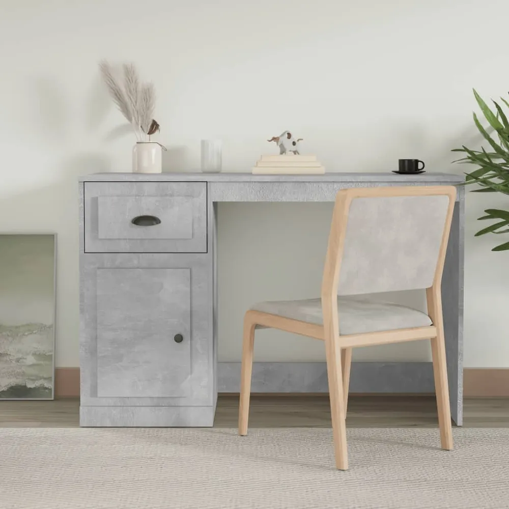 vidaXL Bureau avec tiroir gris béton 115x50x75 cm bois d'ingénierie