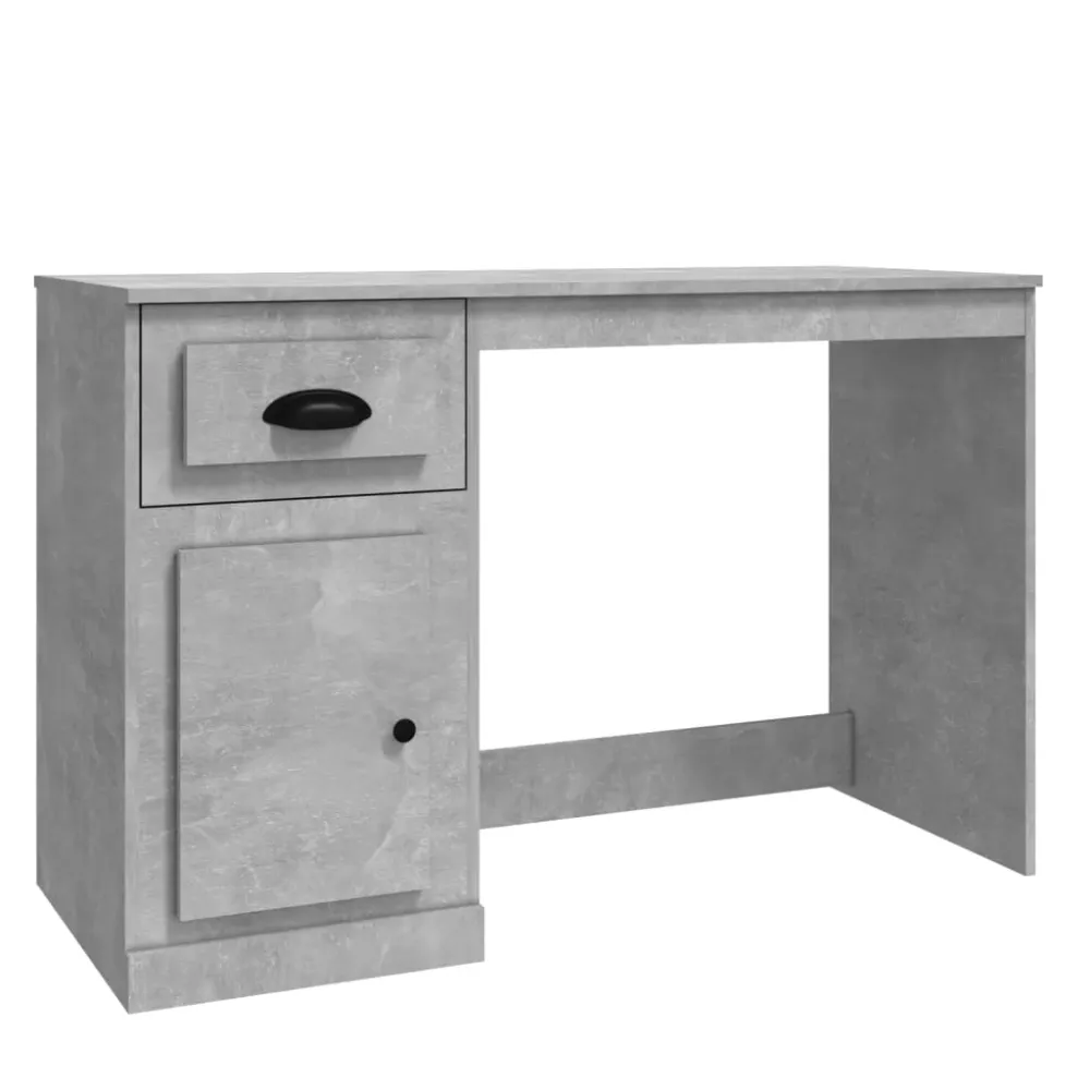 vidaXL Bureau avec tiroir gris béton 115x50x75 cm bois d'ingénierie