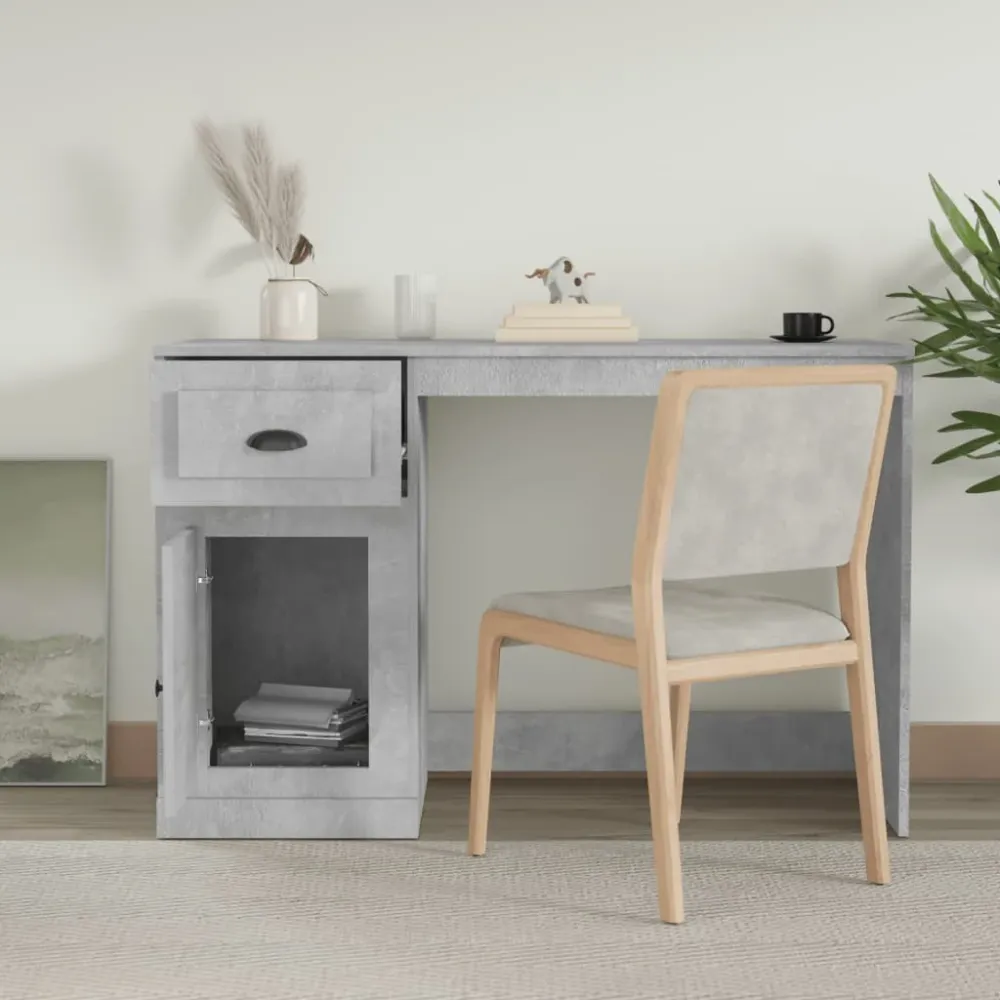 vidaXL Bureau avec tiroir gris béton 115x50x75 cm bois d'ingénierie