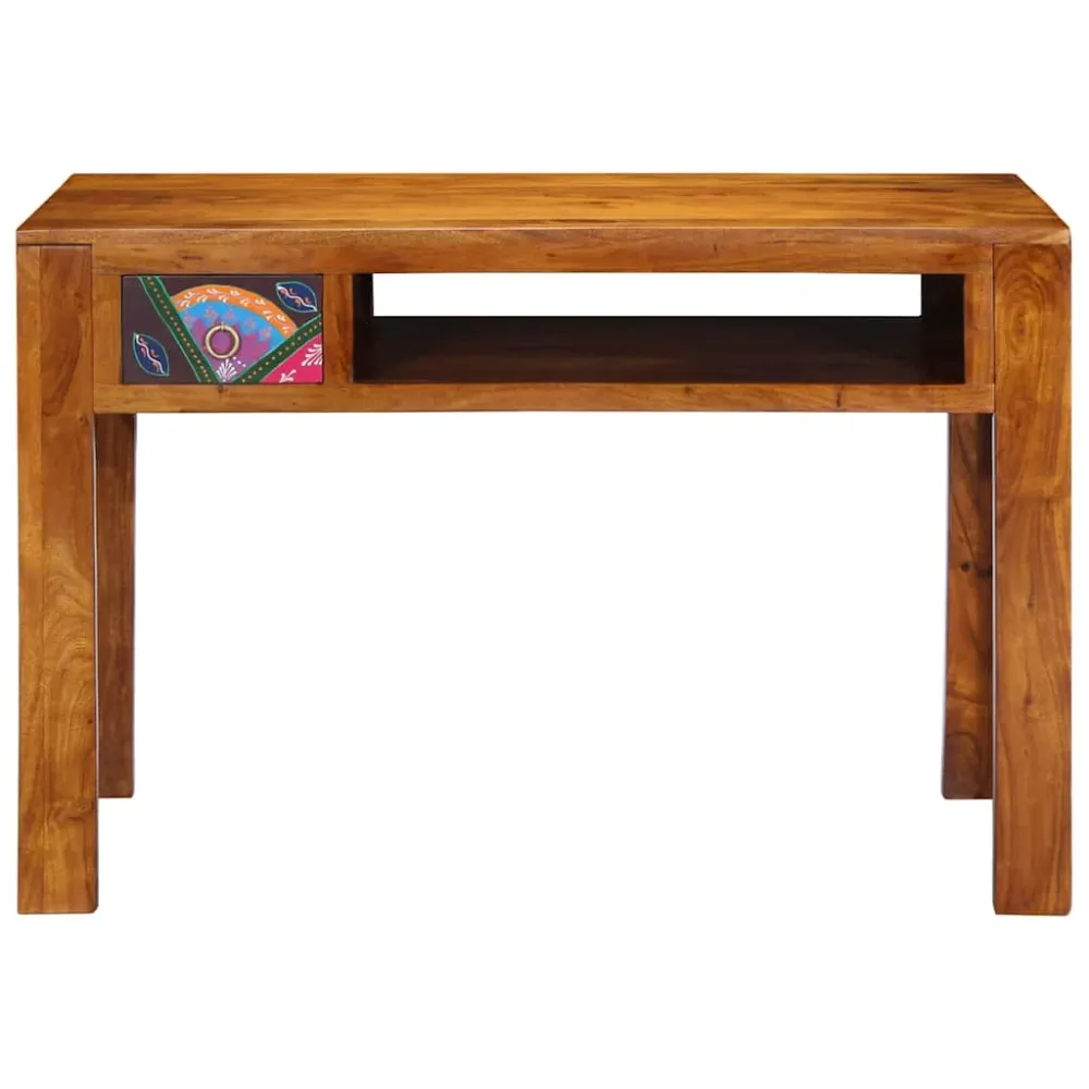 Bureau avec tiroir Marron 110 x 50 x 73 cm Bois d'acacia massif vidaXL