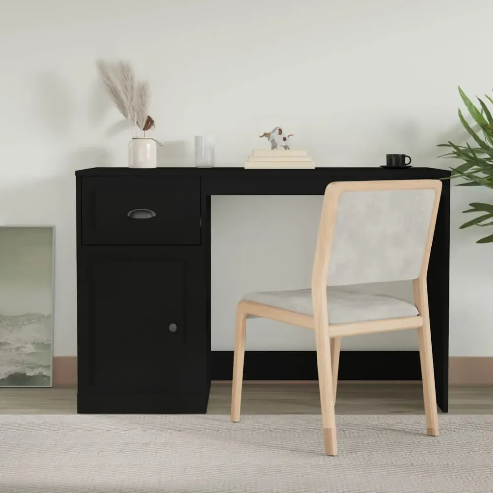 vidaXL Bureau avec tiroir noir 115x50x75 cm bois d'ingénierie