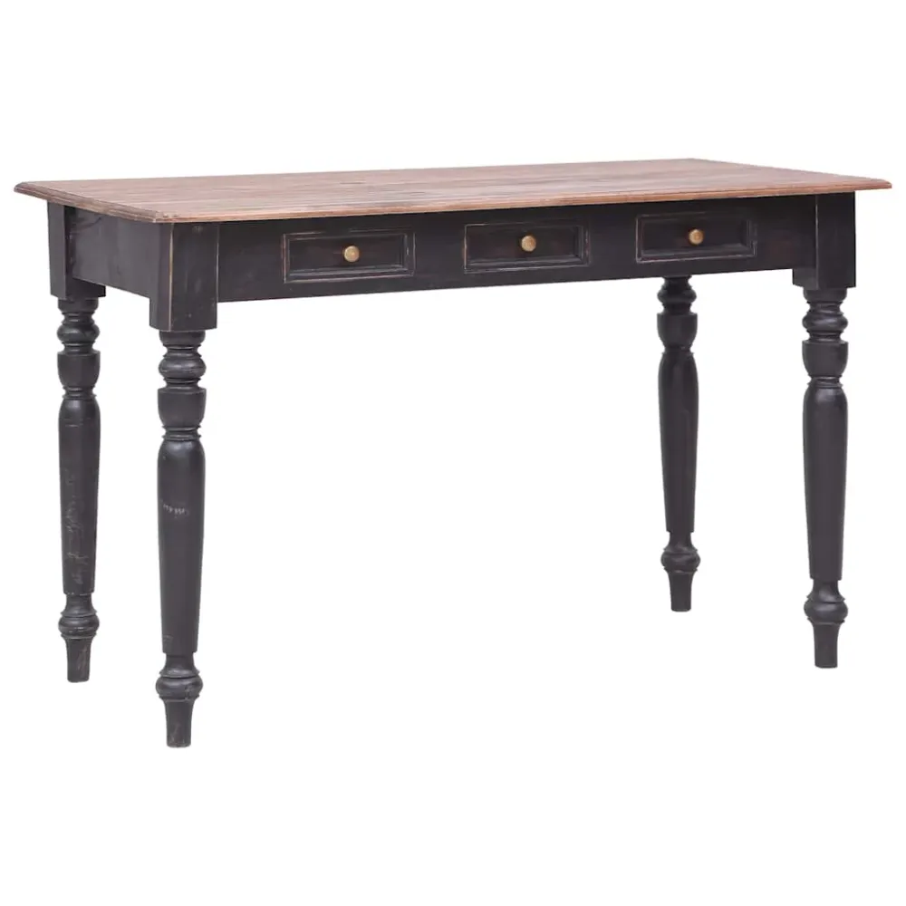 Bureau avec 3 tiroirs 117x57x75 cm bois d'acajou massif vidaXL