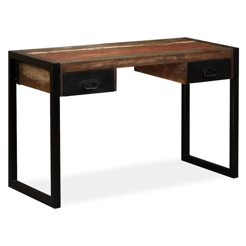 Bureau avec 2 tiroirs Bois de récupération massif 120x50x76 cm vidaXL