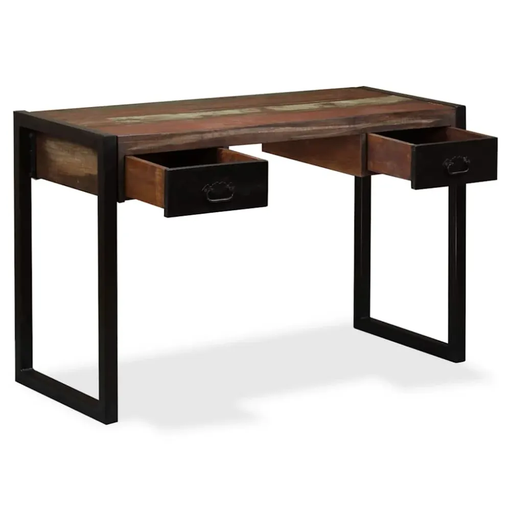 Bureau avec 2 tiroirs Bois de récupération massif 120x50x76 cm vidaXL