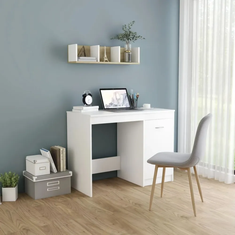vidaXL Bureau Blanc 100x50x76 cm Bois d'ingénierie