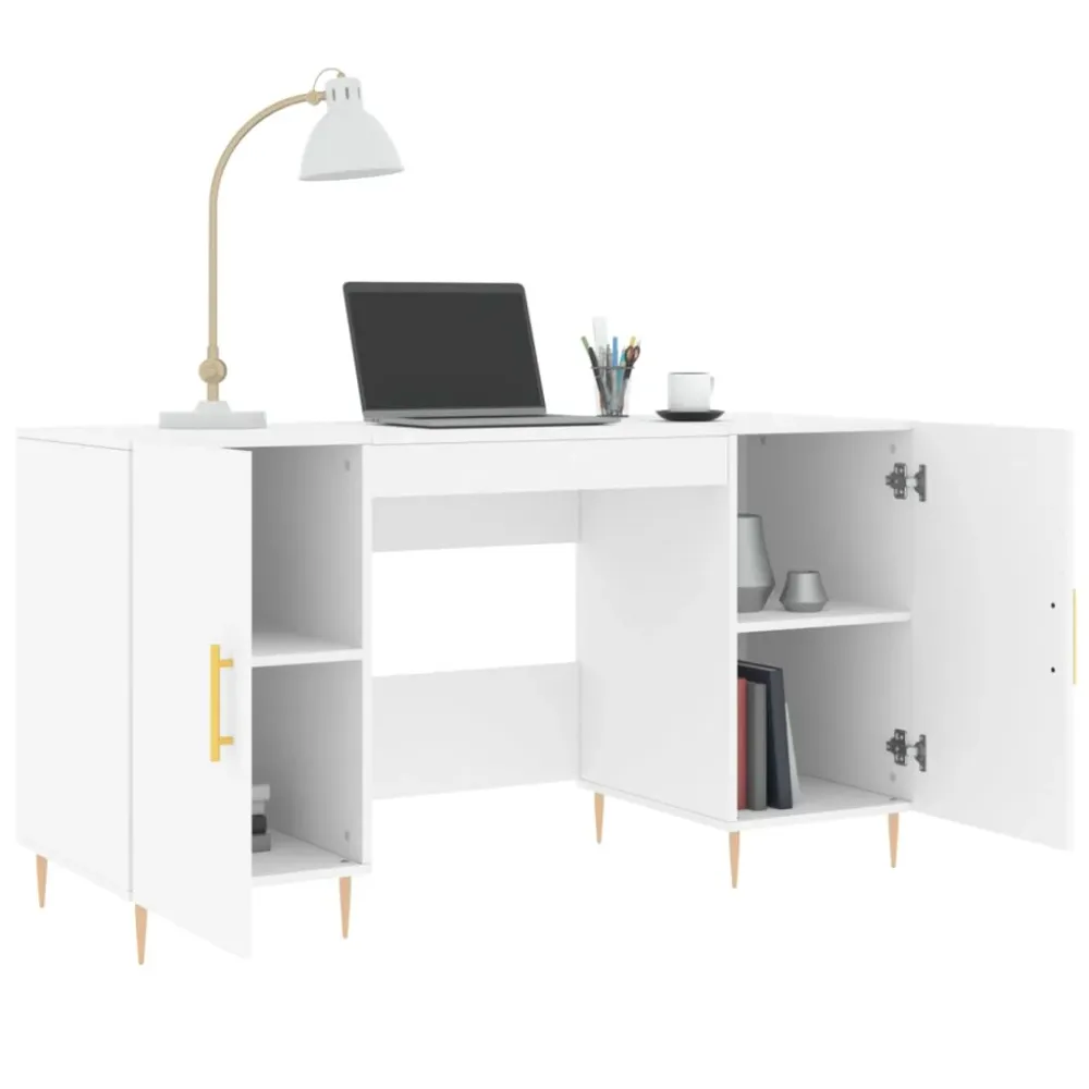 vidaXL Bureau blanc 140x50x75 cm bois d'ingénierie