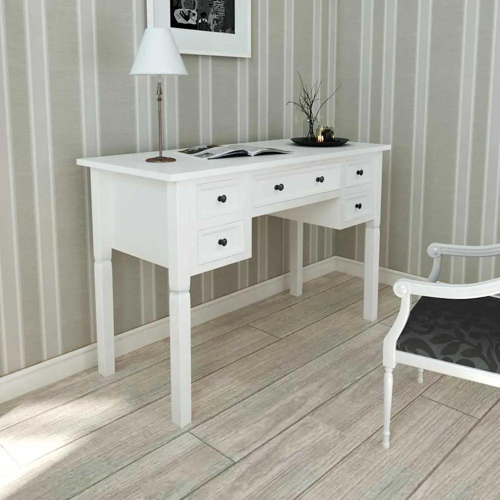 Bureau blanc à 5 tiroirs vidaXL
