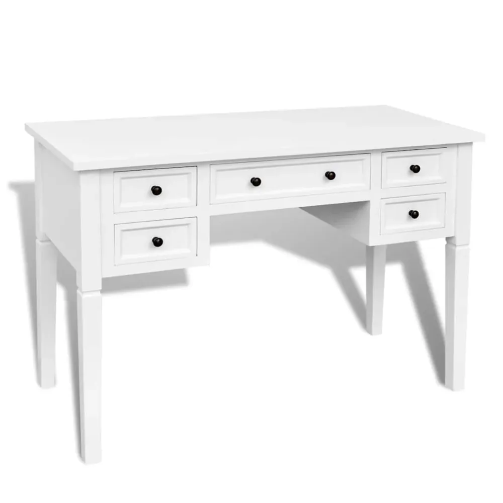 Bureau blanc à 5 tiroirs vidaXL