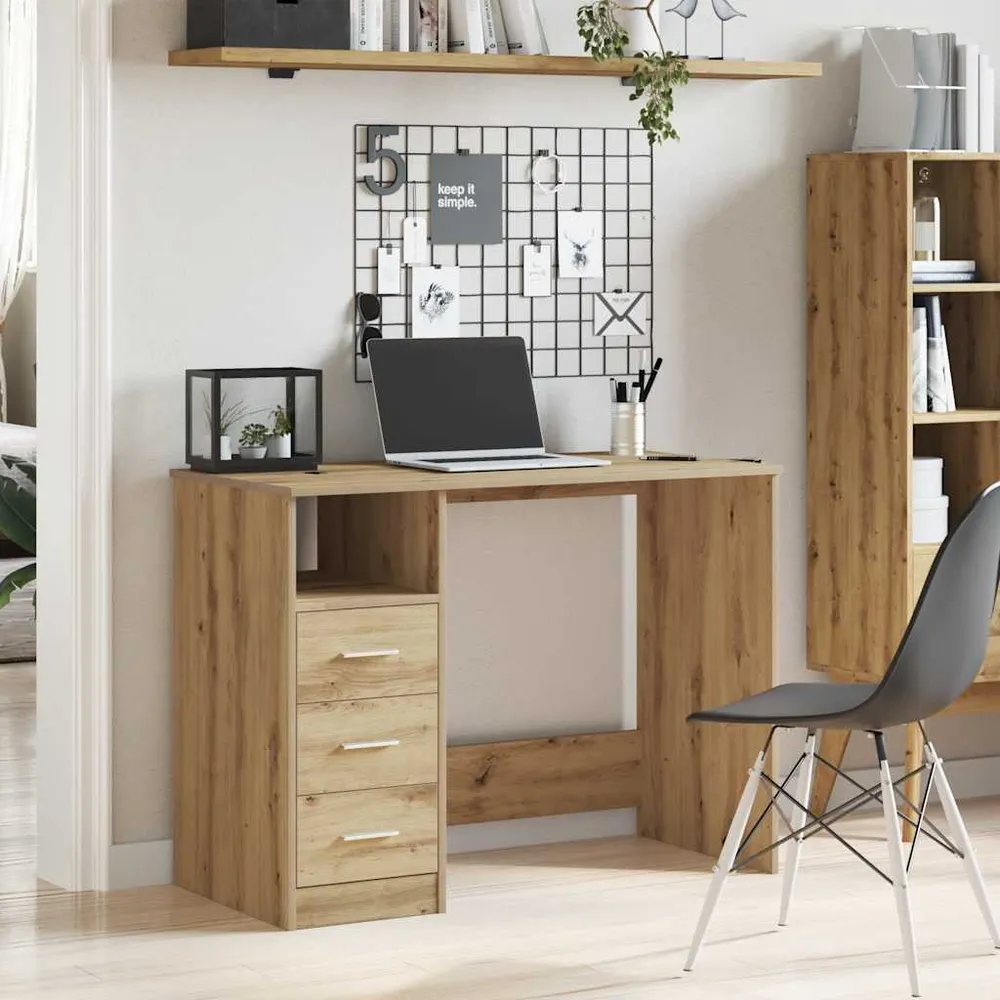 vidaXL Bureau chêne artisanal 102x76x50 cm bois d'ingénierie
