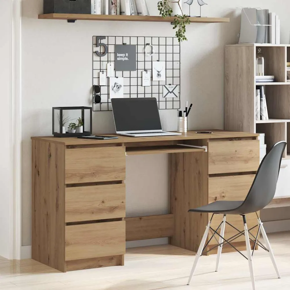 Bureau chêne artisanal 140x50x77 cm bois d'ingénierie vidaXL