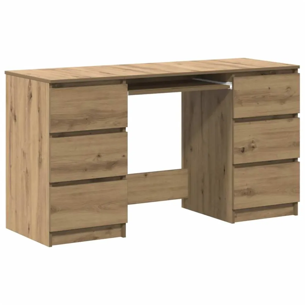 Bureau chêne artisanal 140x50x77 cm bois d'ingénierie vidaXL
